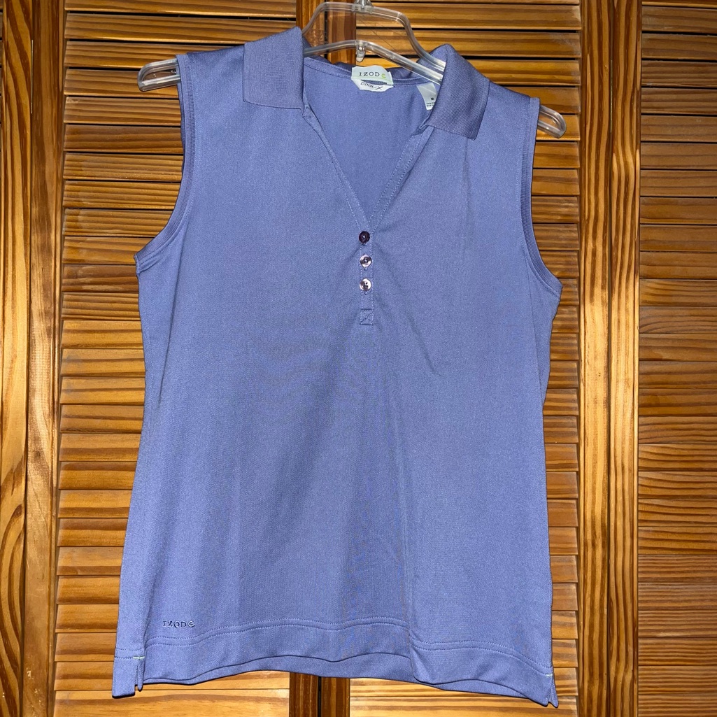 Izod Cool Fx Sleeveless Activewear Purple V Neck Collared Golf Tank Size Medium